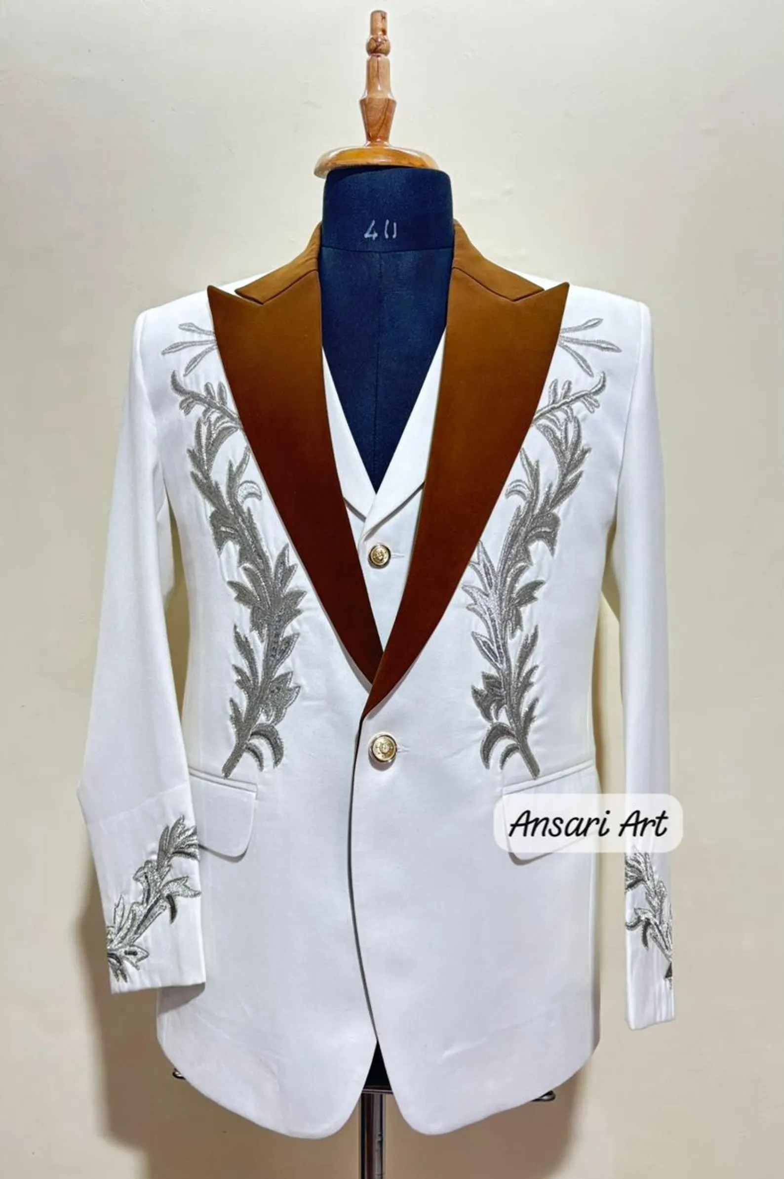 White Groom Suit with Purple Detachable Cape | Custom Gold Embroidered Tuxedo | Regal Royal Wedding Attire | Prom Statement Outfit - Image 6