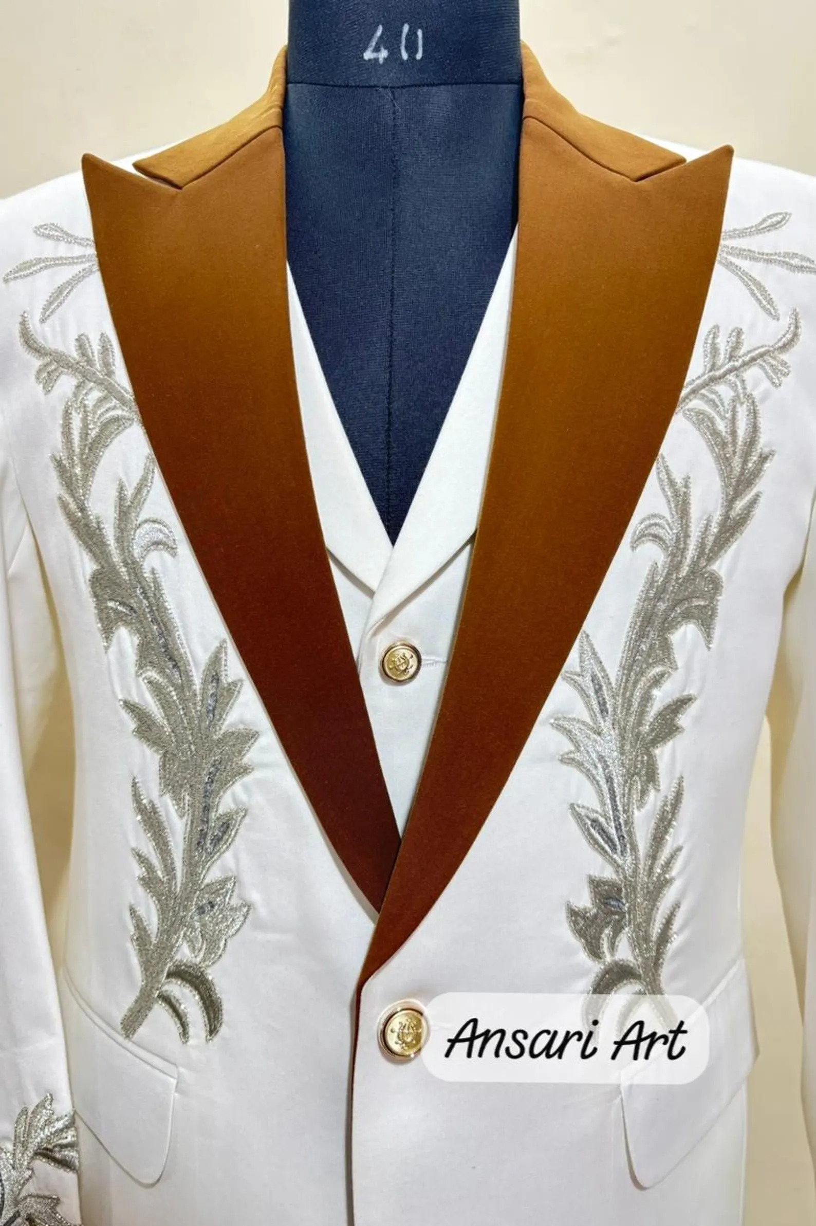 White Groom Suit with Purple Detachable Cape | Custom Gold Embroidered Tuxedo | Regal Royal Wedding Attire | Prom Statement Outfit - Image 7