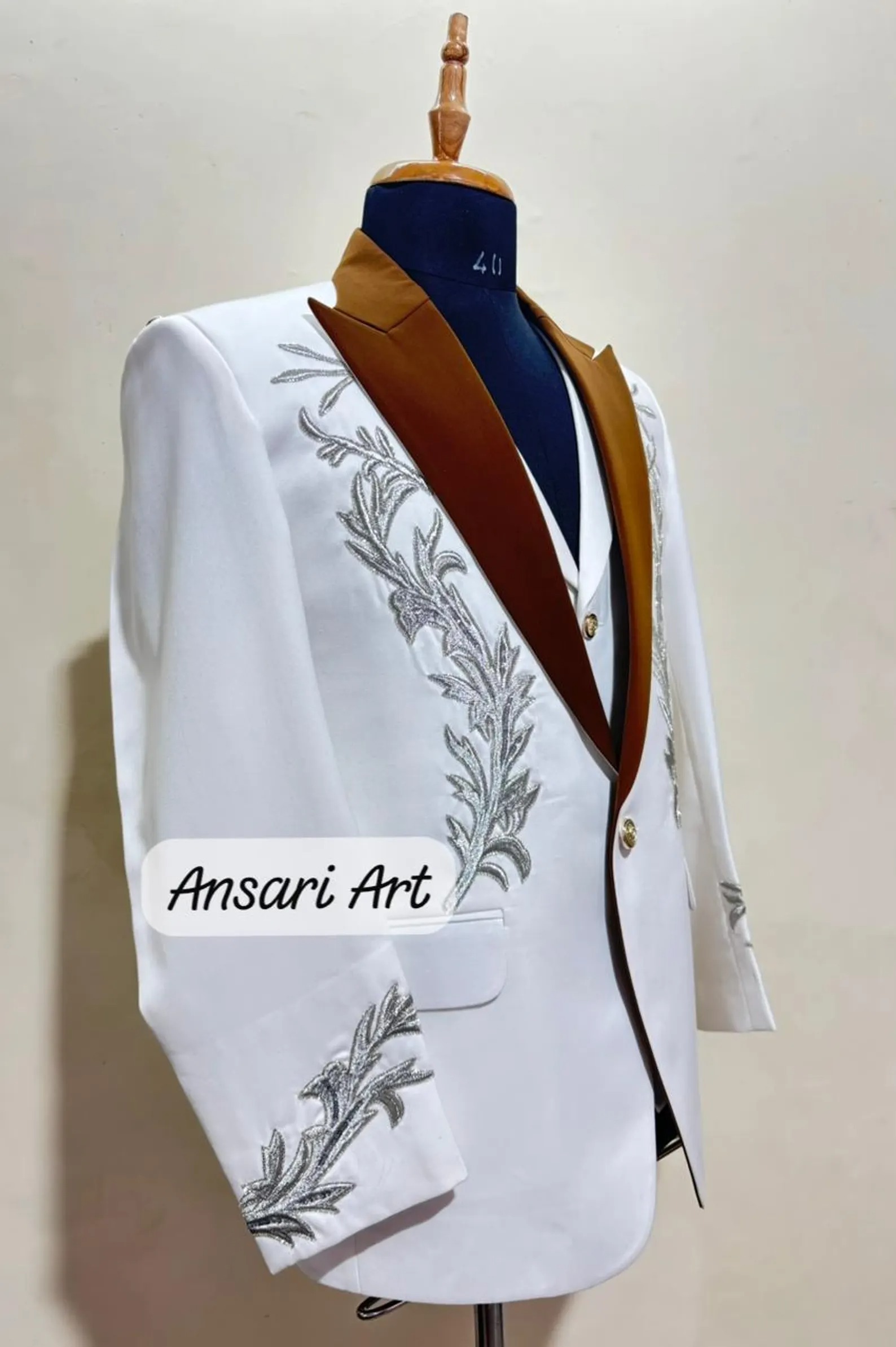 White Groom Suit with Purple Detachable Cape | Custom Gold Embroidered Tuxedo | Regal Royal Wedding Attire | Prom Statement Outfit - Image 8
