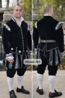 Men Renaissance Medieval Black Velvet Costume | Custom Tudor Noble Outfit | Vintage Royal LARP Wedding Groom Fair Attire