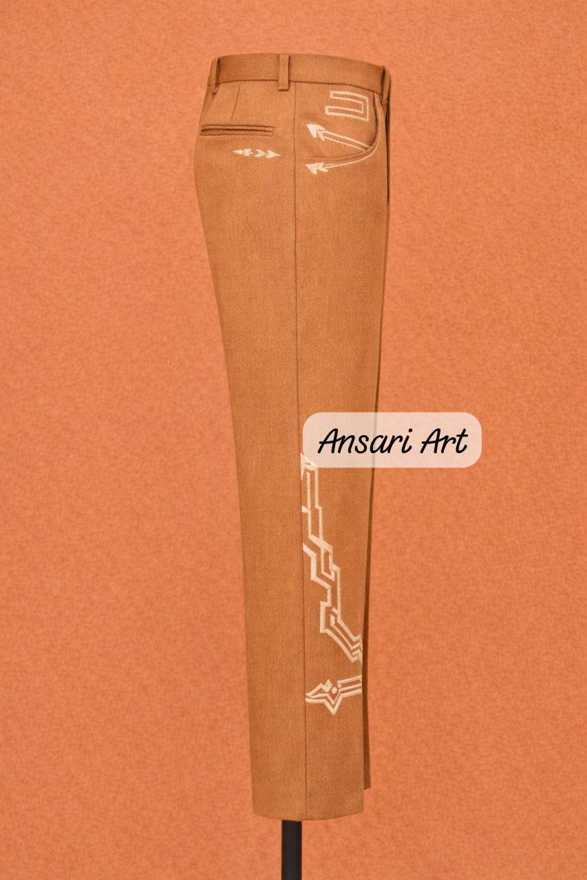 Men 2Pc Tan Custom Embroidered Cowboy Floral Country Western Nudie Suit | Vintage Wedding Groom Outfit Prom Party Set - Image 4