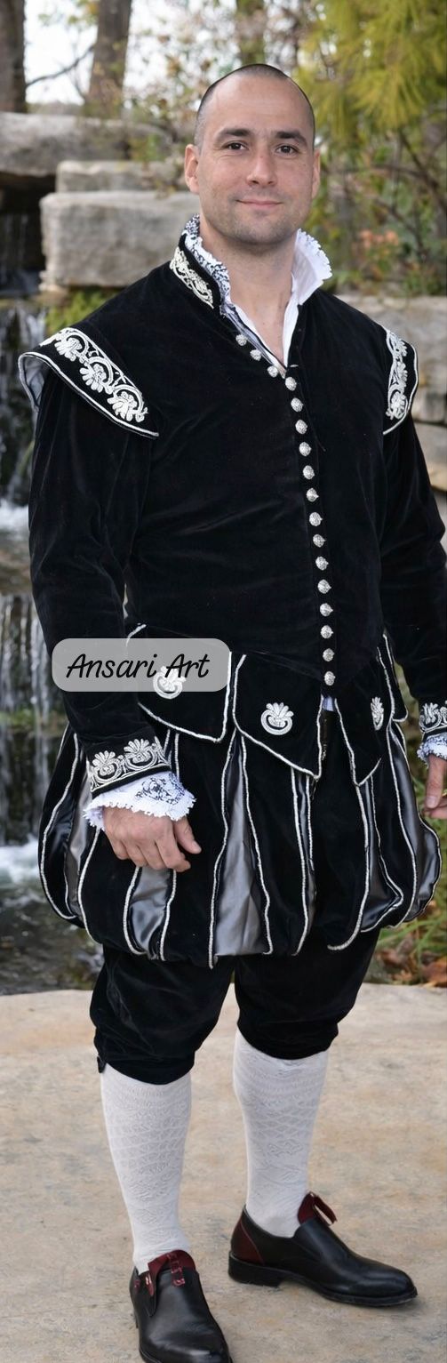 Men Renaissance Medieval Black Velvet Costume | Custom Tudor Noble Outfit | Vintage Royal LARP Wedding Groom Fair Attire - Image 2