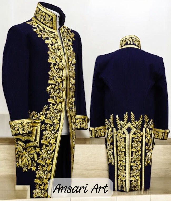 Embroidered Rococo Frock Coat: 18th Century Historical Costume - Image 3