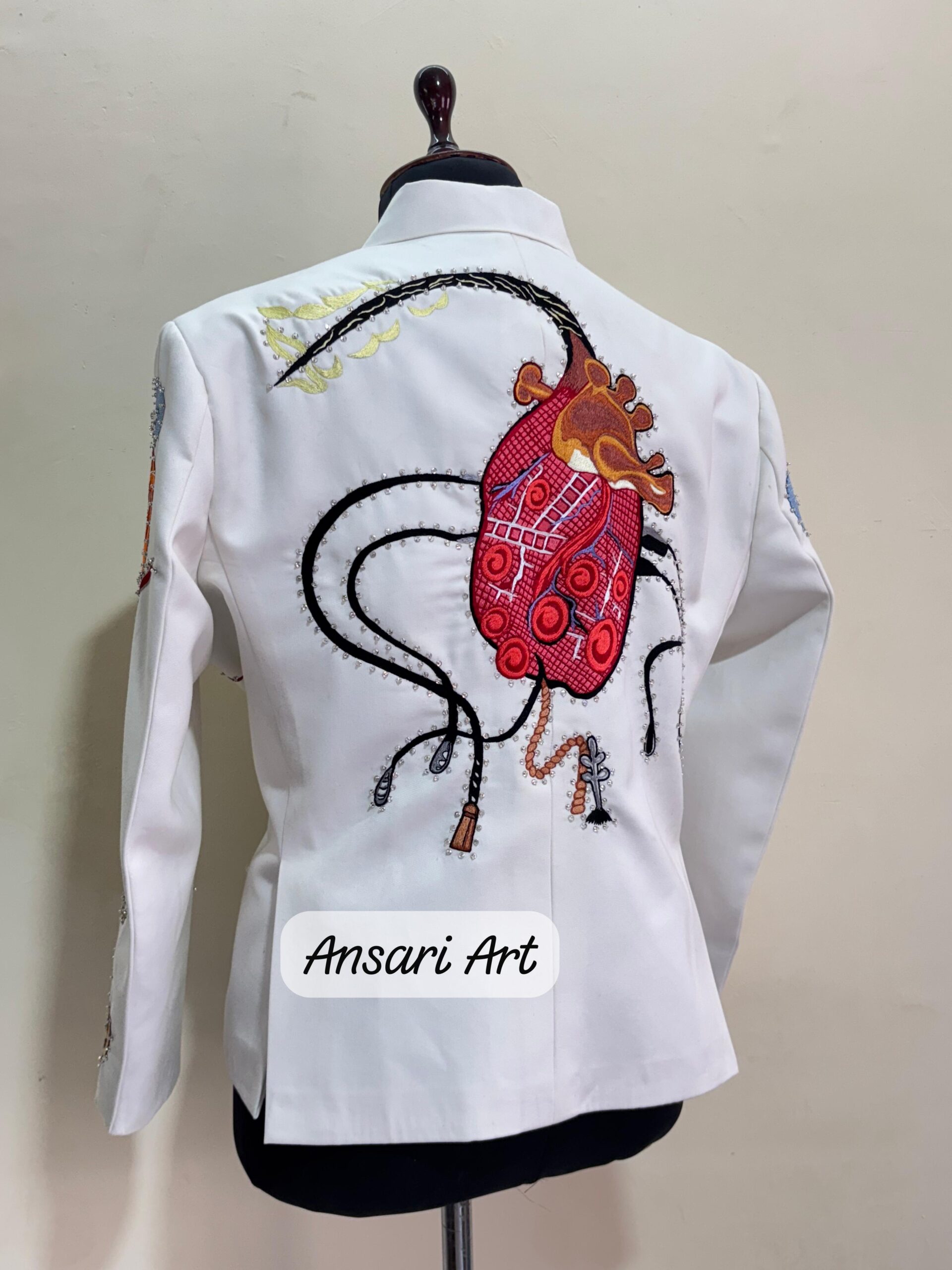 Men White Designer 2Pc Bespoke Snake Cactus & Eagle Embroidered With Rhinestones Nudie Cowboy Cocktail Prom Parties Weddings Outfit - Image 2