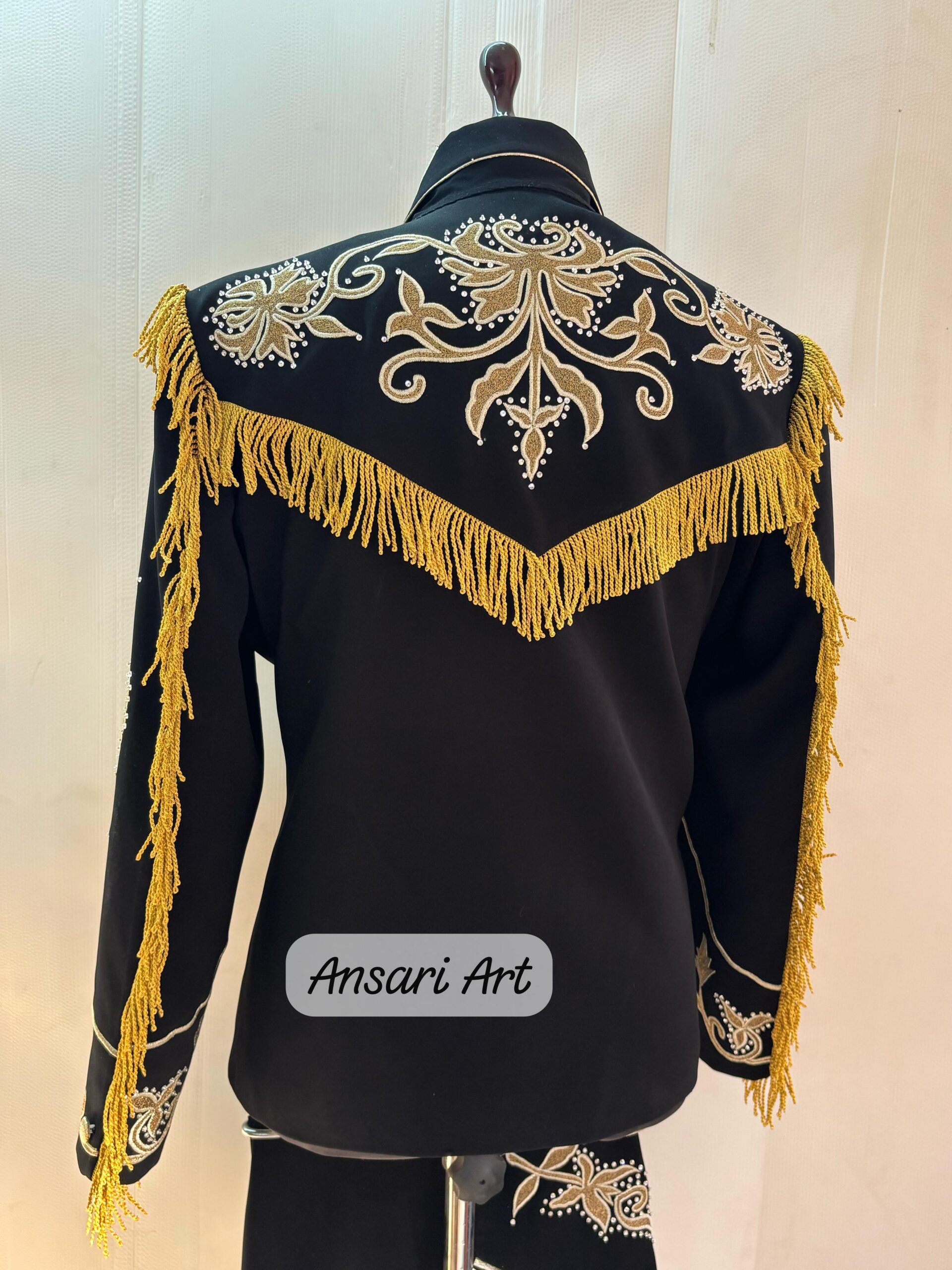 Men’s Designer Black 2Pc Customized Floral Embroidered Western Nudie Suit Bold Cowboy Suit for Weddings, Parties, and Special Occasions Set - Image 2