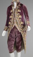 Men's Purple Floral Embroidered Rococo Suit: Historical Reenactment Costume