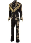Men’s Designer Black 2Pc Customized Floral Embroidered Western Nudie Suit Bold Cowboy Suit for Weddings, Parties, and Special Occasions Set