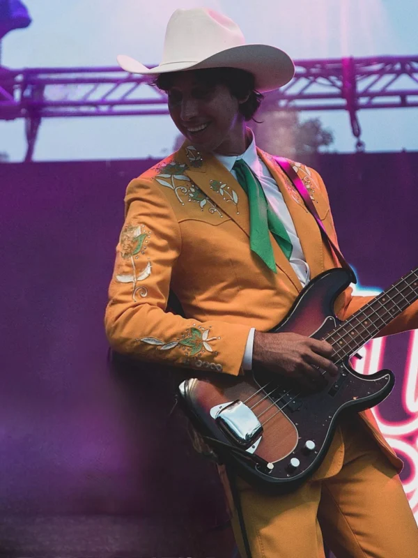 Men’s Mustard Yellow Embroidered Western Suit | Vintage Nudie Style Floral Cowboy Stage Outfit