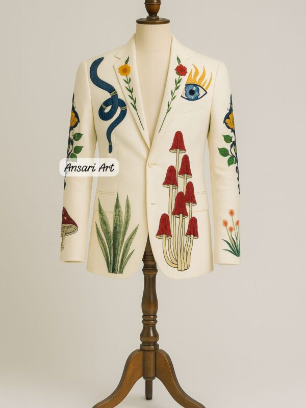 Men 2PC Hand Embroidered Cowboy Nudie Western Suit – Artistic Butterfly Back Suit – Custom Western Party Wedding Suit for Men
