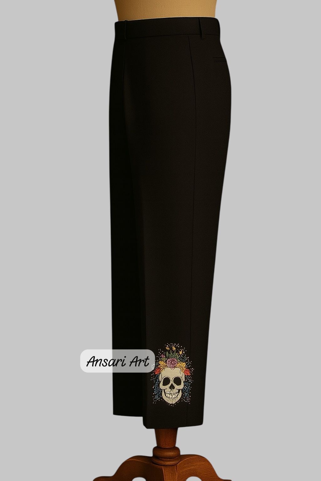 Day of the Dead Embroidered 2Pc Suit for Men | Black Skull and Floral Blazer | Calavera Mariachi Costume | Sugar Skull Wedding Tuxedo" - Image 3