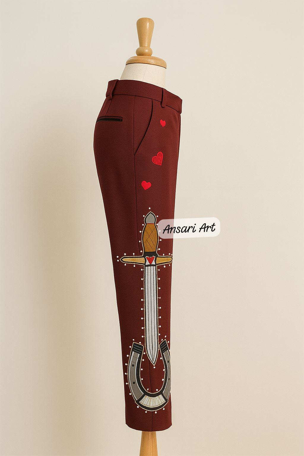 Unisex Maroon 2Pc Customized Western Nudie Suit – Squirrel & Floral Embroidery Rhinestones | Cowboy Prom, Wedding, Groom, or Party Outfit - Image 3