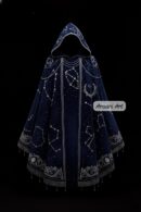 Luxury Celestial Hooded Cloak, Deep Blue Velvet Starlight Robe, Gothic Wedding or Cosplay Fantasy Wear