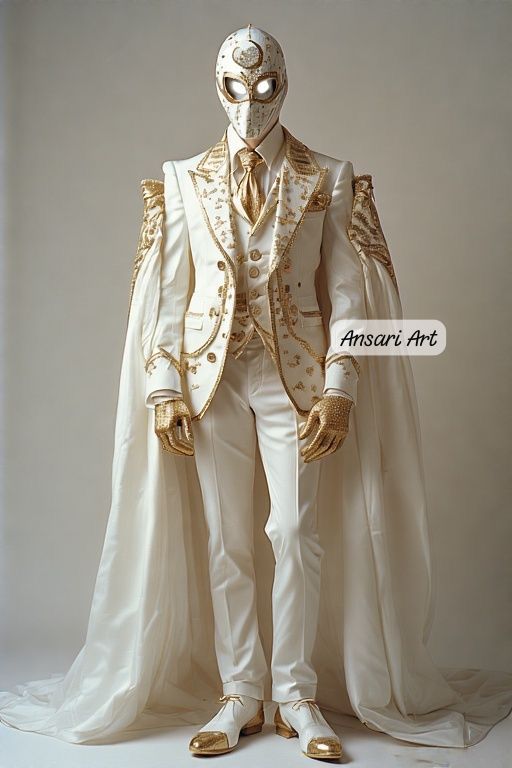 Luxury White Gold Embroidered Groom Suit with Cape Royal Wedding Tuxedo Handmade Custom Regal Outfit