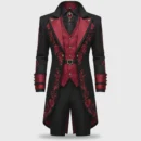 Black Burgundy Royal Tailcoat for Men • Embroidered Victorian Suit • Gothic Wedding Groom Outfit • Baroque Coat & Vest Set
