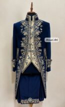 18th Century Rococo Men's 3pc Suit Navy Velvet Hand-Embroidered Justacorps Waistcoat & Breeches - Historical Cosplay  Georgian Royal Costume